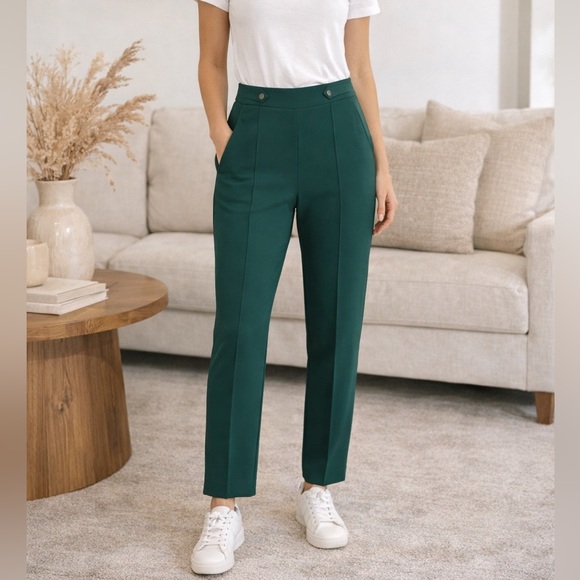 R. Sofia Pants - R. Sofia Women’s Scuba Comfort Fit Green Pull-On Stretch Dress Pants Size Large